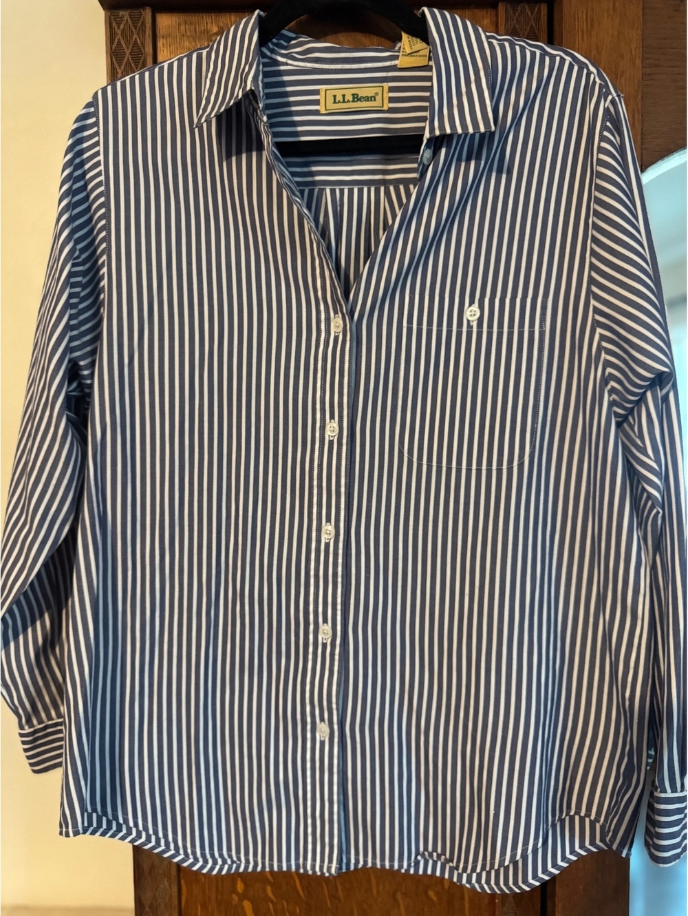 L.L. Bean Striped Long-Sleeve Button-Down Shirt Size 14 (Women's Regular S678)